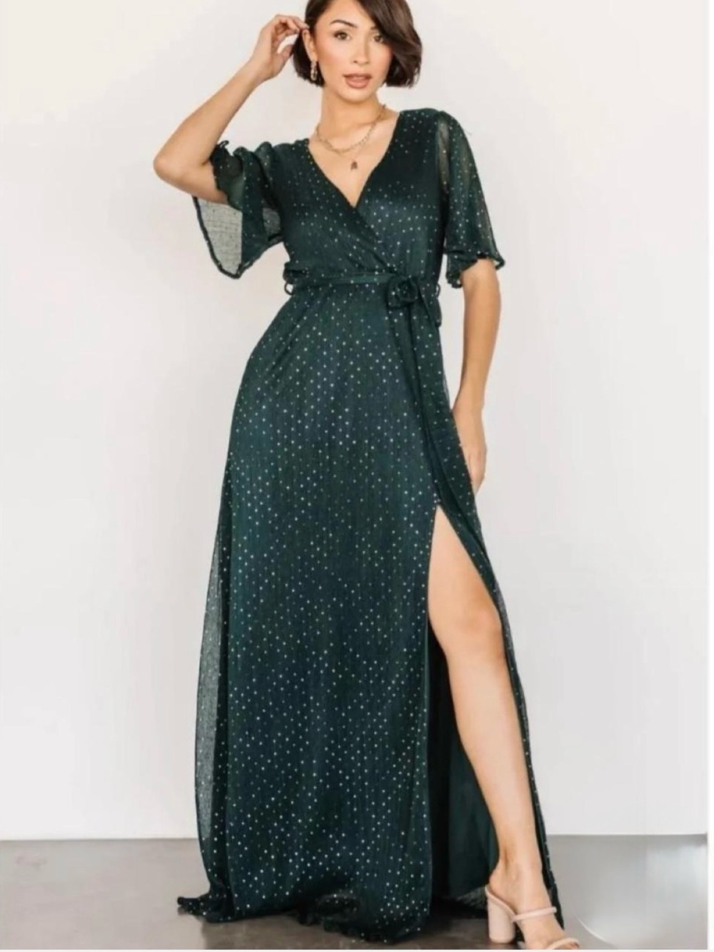 Baltic Born Grace Sparkle Gown Emerald Green Sequin Maxi Formal Dress